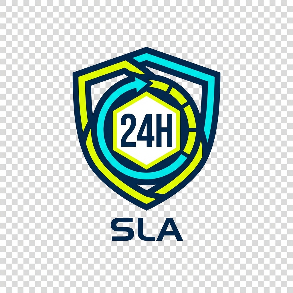 24-Hour Response SLA badge with clock icon